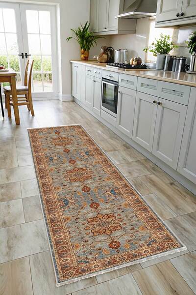 Babil Home Yolluk Halı Kaymaz Taban Yıkanabilir Leke Tutmaz Kilim Özel Ölçü Koridor Halısı 3034