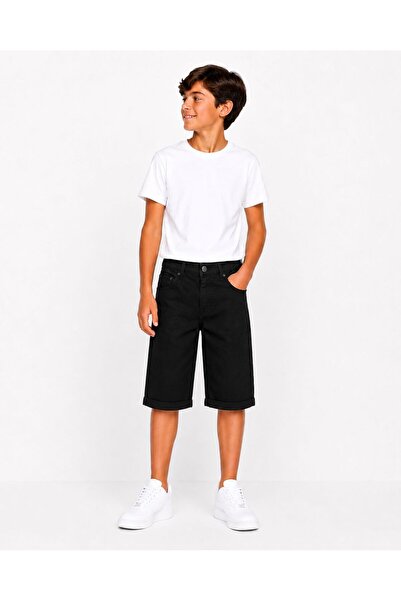 DGS KİDS Beli Ayarlanabilir Lastikli Çift Paça Model Pamuk Gabardin Şort-Kapri