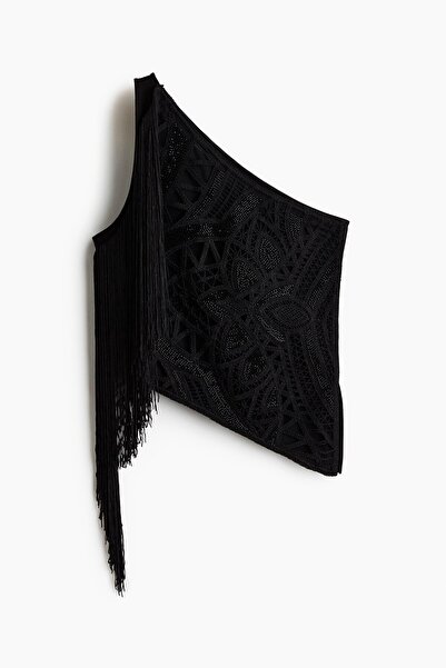 H&M İşlemeli ve Tek Omuzlu Üst