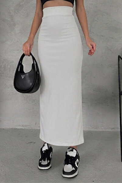 mrmpro Ecru Long Sports Pencil Skirt Diving Fabric Stretchy Skirt Maxi Length...
