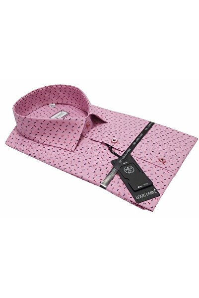 Louis Fabel Short-Sleeved Men's Shirt with Micro Floral and Bow Pattern on a ...