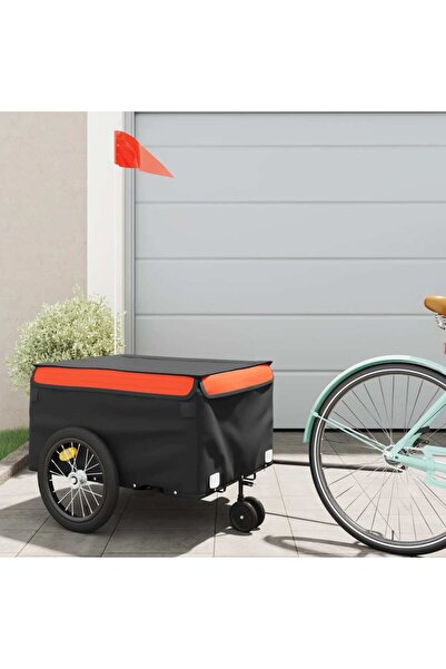 vidaxl Bicycle trailer, black and orange, 45 kg, iron