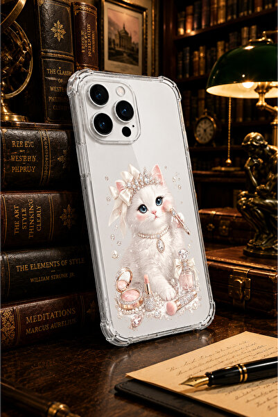 Caseji İphone 14 Pro Max Uyumlu Cute Kedi Baskılı Sevimli Telefon Kılıfı MK01A