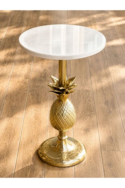 zepce design Dekoratif Gold Detaylı Mermer Sehpa