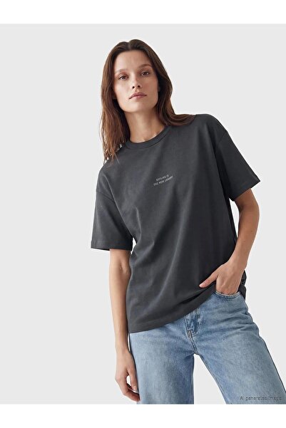 LC Waikiki Tricou de damă cu imprimeu și guler rotund Plum (S6)