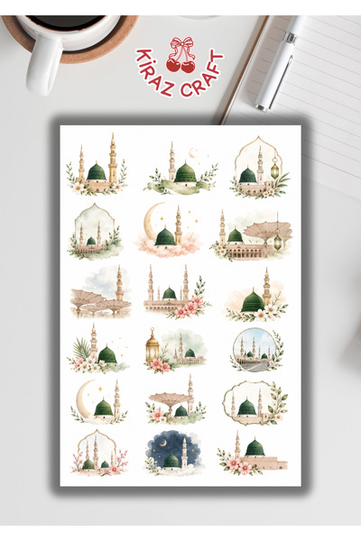 Kiraz Craft Mescid-i Nebevi Temalı Sticker Seti –Medine İslami Estetik Planne...