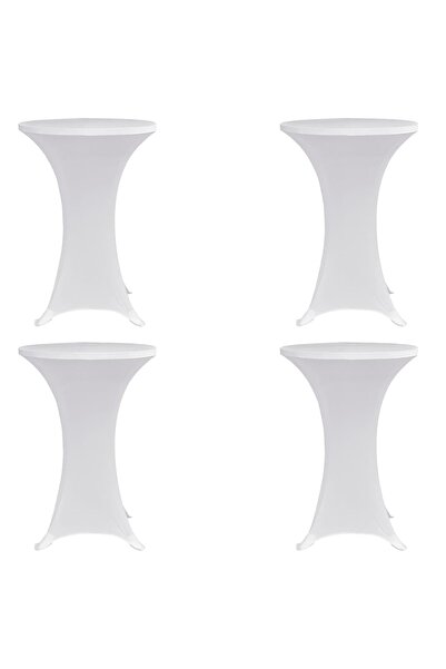 vidaxl Husă de masă cu picior Ø70 cm, 4 buc., alb, elastic