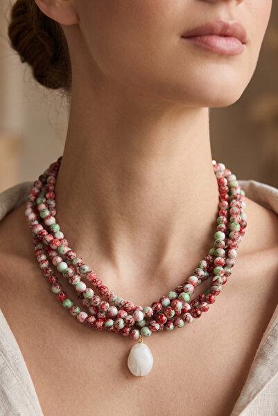 PETEK AKSESUAR MULTIPLE ALACATI BEAD ACRYLIC NECKLACE