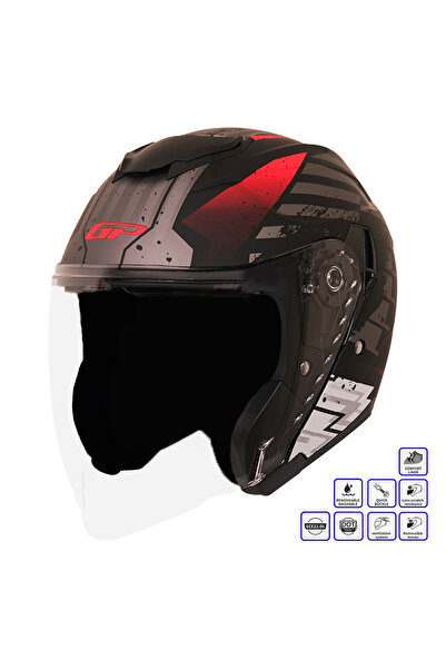 GP KOMPOZİT MKS009-GWR Şeffaf Vizörlü Motosiklet Yarım Kask