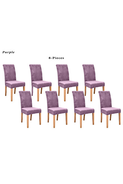Evory Home Velvet Dining Fitted Chair Covers Set of 8 Stretch Elastic Soft Ch...