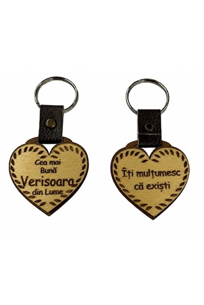 LimArt Personalized Keychain made of MDF Wood and Leather, Heart Shape, "Best...