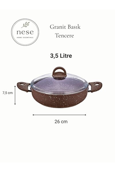 Nese Ev Granite Shallow Pot, Induction Base - 26 cm