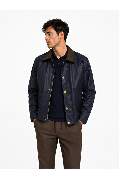 RAFF MAĞAZA Men's Velvet Collar Waxed Jacket