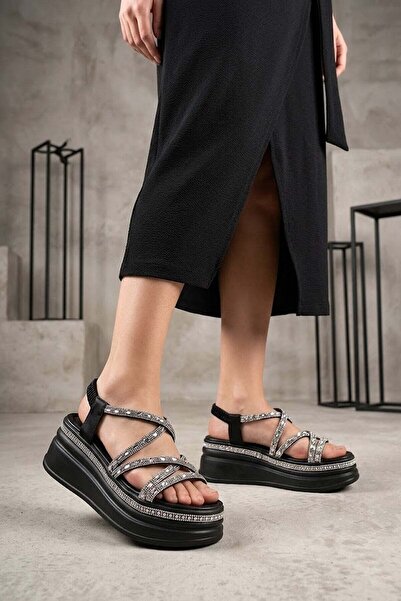 Guja 26Y446 Women's Stoned Flat Sandals Black