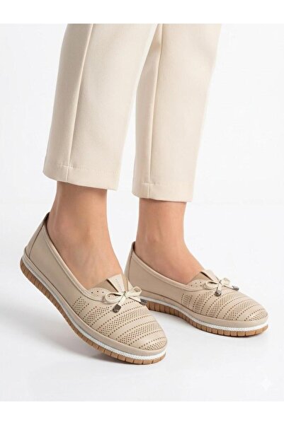 Lütfi Women's Cream Orthopedic Soft Sole Stylish Comfortable Daily Shoes