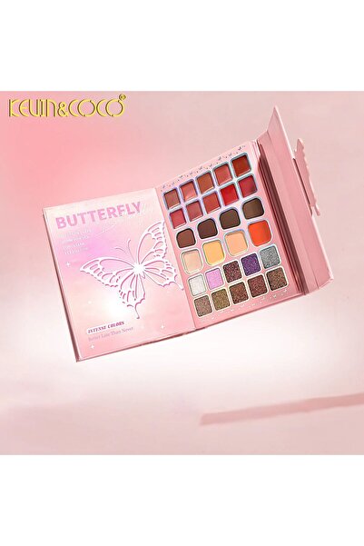 kevin coco Paleta Machiaj Kevin & Coco Glowy Butterfly Makeup Book, 96 Nuante, Roz