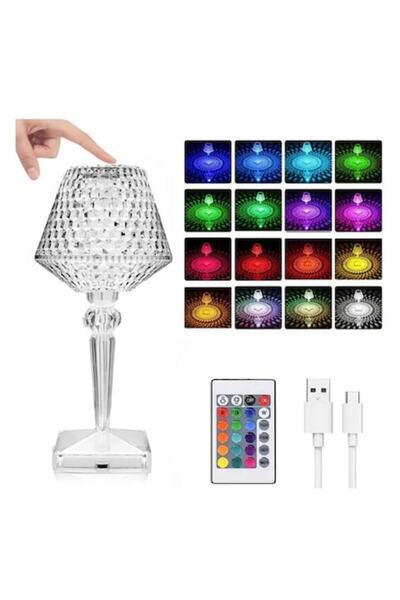 UNİBOX Lampa Led RGB, Tip Veioza, Acumulator, Usb, Cristal Acrilic, Mod Tacti...