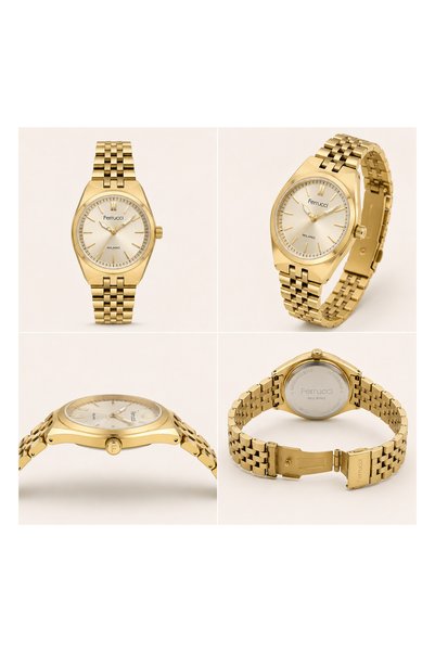 Ferrucci 33 mm Gold Color Metal Cord Minimal Women Wrist Watch