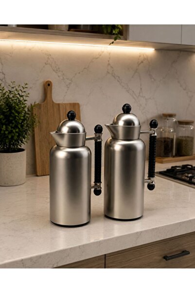 Rwafd Rema Trams Sufana 1 Liter Matte Silver Color Set with Black Handle, Kee...