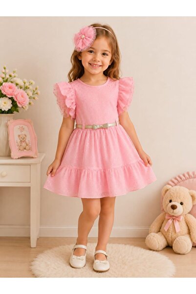 Melomio Baby Kids Chiffon Gown with Metallic Buckle