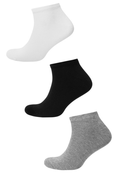 KNITON 3 Çift Kadın Düz Patik Çorap Penye Çorap Mix