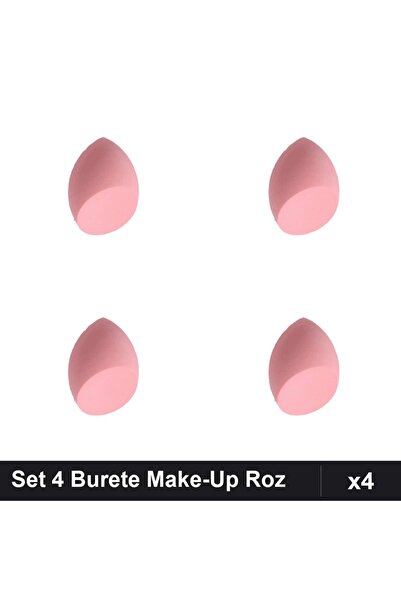 Makeup Set of 4 Extra-Soft Make-Up Sponges Pale Pink, Beveled, Foundation App...