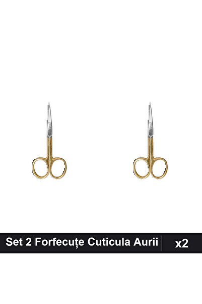 One Group Set 2 Forfecuțe Profesionale Cuticula Aurii, Vârf Lung, Clești Ungh...