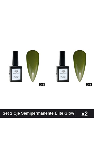 global fashion Set 2 Oje Semipermanente Elite Glow 15ml, Gel Polish UV/LED