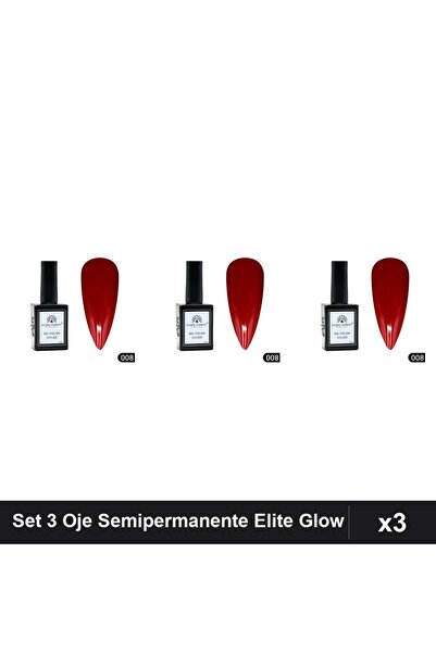 global fashion Set 3 Oje Semipermanente Elite Glow 15ml, Gel Polish UV/LED