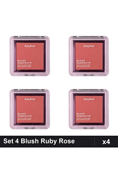 Ruby Rose Set of 4 Blush Compact BL 40, 7.3g, Pigmented Blush
