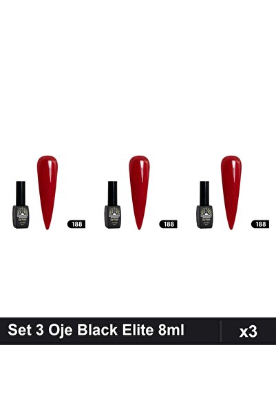 global fashion Set 3 Oje Semipermanente Black Elite 8ml, Manichiura UV/LED Pr...