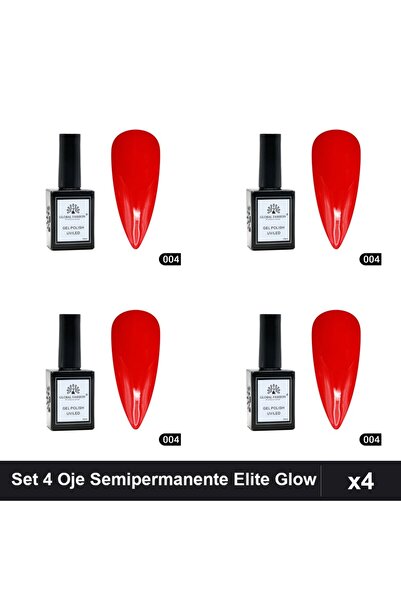 global fashion Set 4 Oje Semipermanente Elite Glow 15ml, Gel Polish UV/LED Ma...
