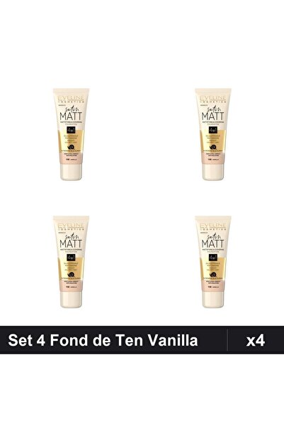 Eveline Set 4 Fonduri de Ten Cosmetics Satin Matt 102 Vanilla 30ml