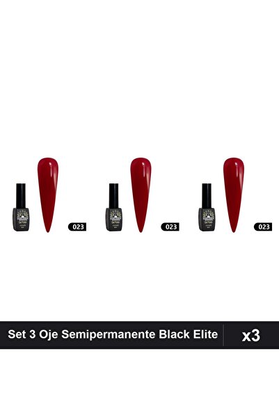 global fashion Set of 3 Semi-permanent Nail Polish Black Elite 8ml, UV/LED Ma...