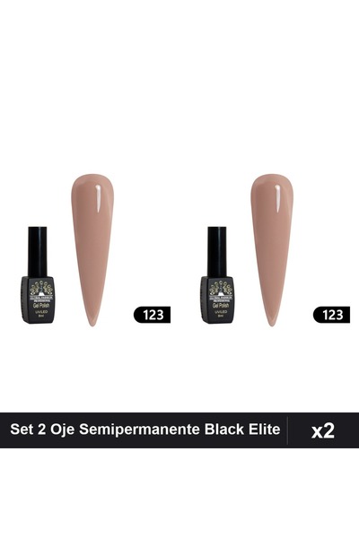 global fashion Set 2 Oje Semipermanente Black Elite 8ml, Manichiura UV/LED,