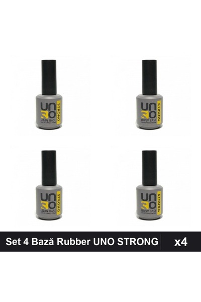 Uno Set 4 Bază Rubber Color STRONG 15ml, Bază Gel UV/LED Manichiură Profesională