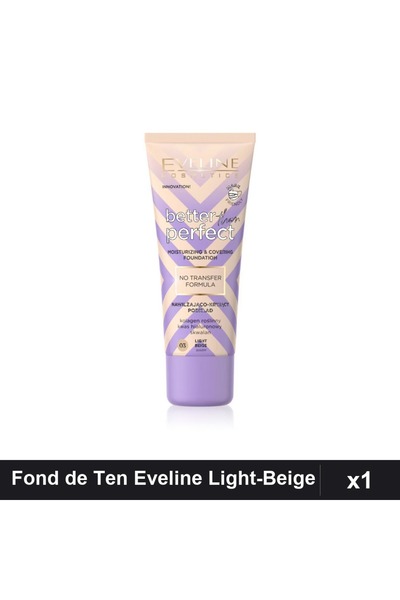 Eveline Fond de Ten Better than Perfect 03 Light-Beige 30ml, Acoperire Medie