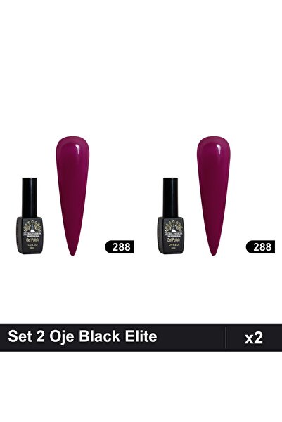 global fashion Set 2 Oje Semipermanente Black Elite 8ml, Manichiura UV/LED