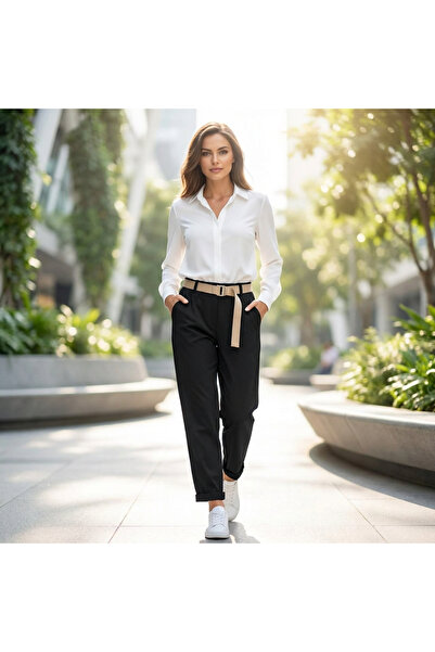 OEM Pantaloni Dama Non-Iron cu Curea - Marime Universala S-M
