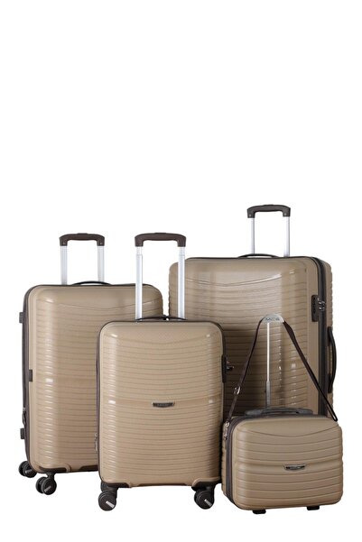 MÇS V379 AURA Y.ÜRETİM PP VALİZ SET + MAKYAJ KEMİK/GRİ SET