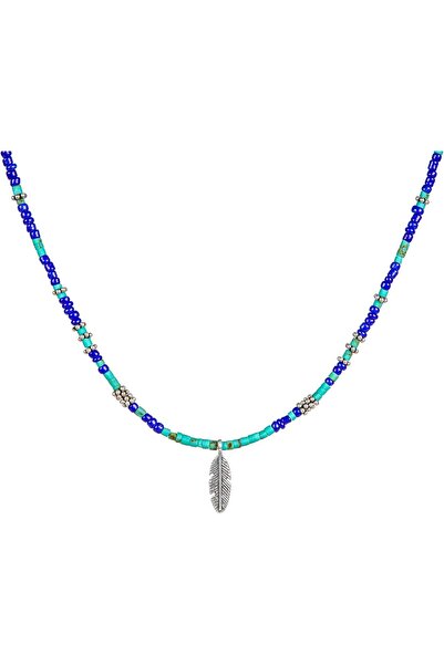 MINZA Macaw Women's Necklace, 925 Sterling Silver, Beaded Pendant Necklace, w...