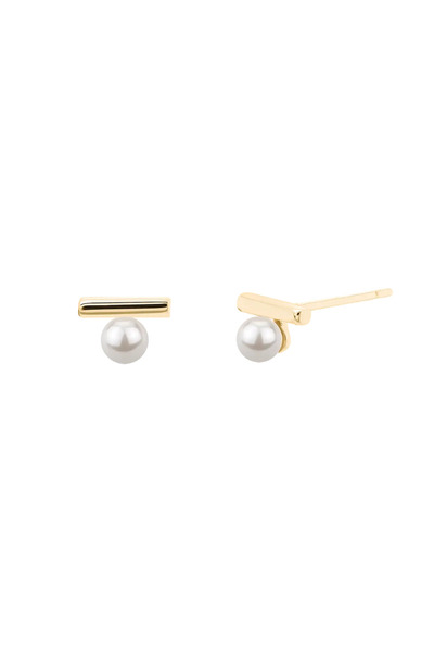 Lisa&Co. Cercei argint Baguette&Pearl S Argint placat cu aur galben / Shellpe...