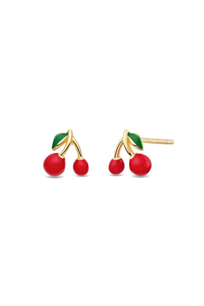 Lisa&Co. Cercei Argint Cherry Argint placat cu aur galben / Email / Red