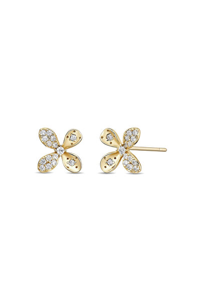 Lisa&Co. Cercei Argint Shiny Flower Argint placat cu aur galben / Zircon / Alb