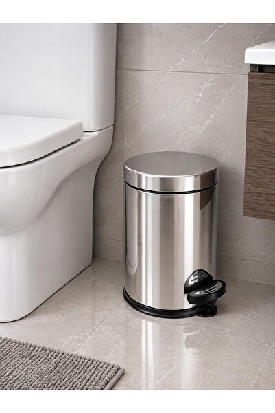 Kosova Chrome 5 Liter Pedal Trash Can Tkebt Silver