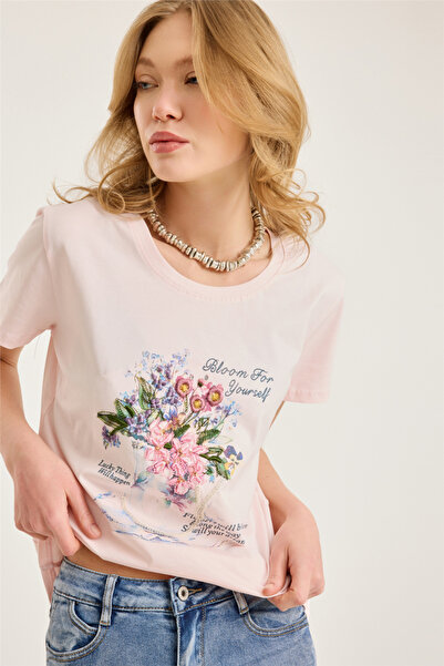 HomeStore Çiçek Buketi Nakışlı Tshirt
