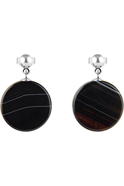 MINZA Glory Women's Earrings, 925 Sterling Silver, Beaded Earrings, with Agat...