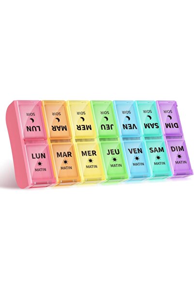 Opret Organizator săptămânal de pastile francez, pentru dimineața și seara, m...