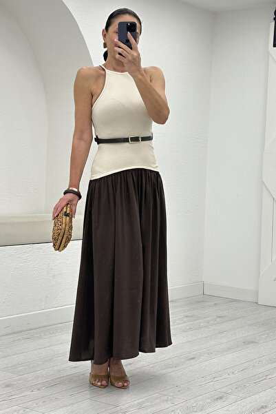 Act Pepicino Kids&Boutique Kahverengi Kaşkorse Kemerli Elbise 0079