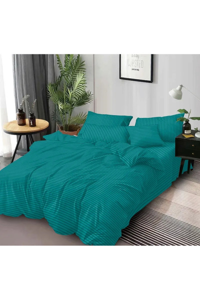 Super Elegant Pucioasa Damask Bedding Set, Double Bed, 6 Pieces, Emerald-DP6